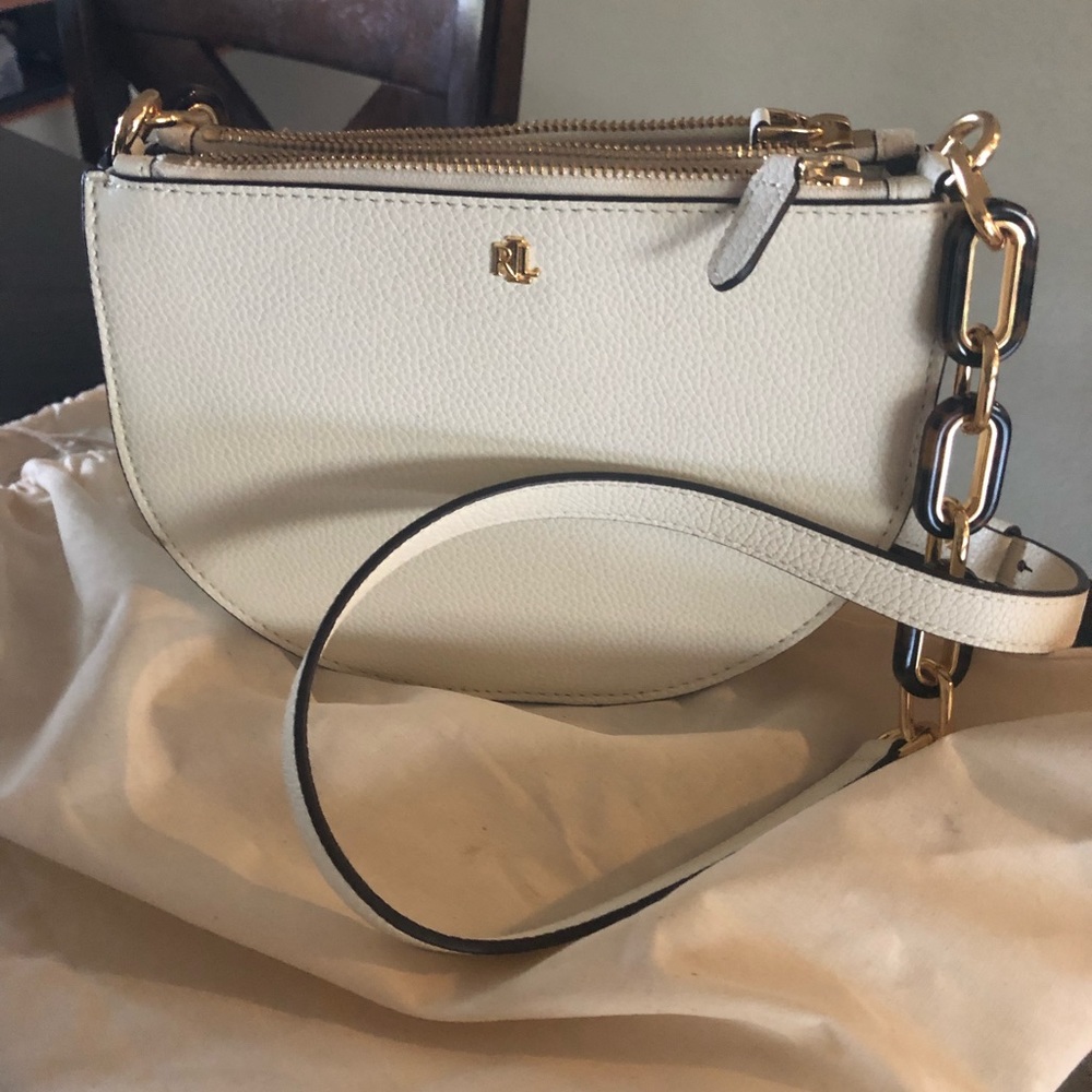 Ralph Lauren leather purse with beautiful gold accents.